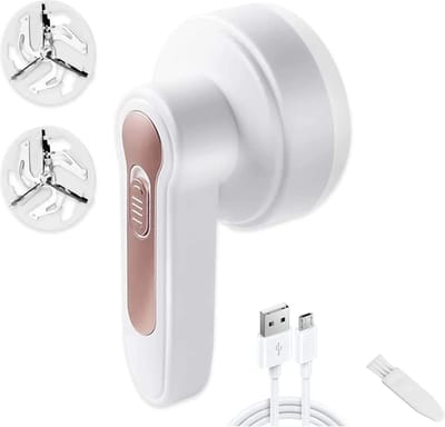iBright Elektrische Pluizenverwijderaar ontpiller - Ontpluizer - Draadloos en oplaadbaar met USB - pluizentondeuse - 2 extra mesjes - Met LED lampje - Wit