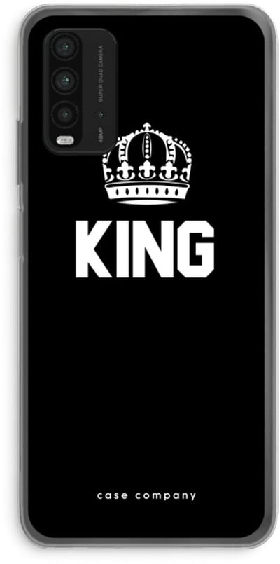 Case Company® - Hoesje geschikt voor Xiaomi Redmi 9T hoesje - King zwart - Soft Cover Telefoonhoesje - Bescherming aan alle Kanten en Schermrand