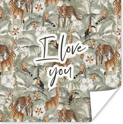 Poster I love you - Quotes - Spreuken - Liefde - Koppel - 100x100 cm XXL