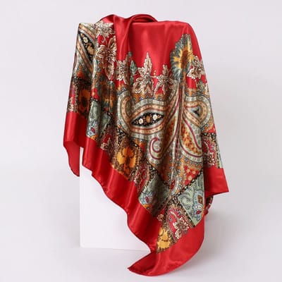 Headscarf Luxury Hijab Classic European And American Women's Trendy Versatile Scarf Soft Neckerchief Hair Scarves For Ladies 90X90CM rouge