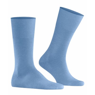 FALKE Airport eenkleurig wol katoen sokken heren blauw - maat 41-42
