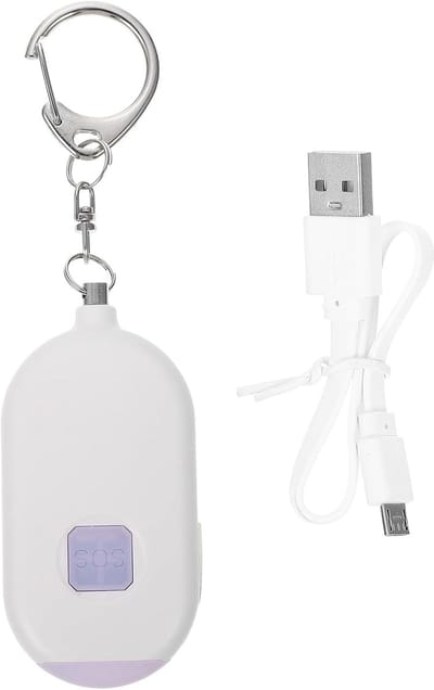 Persoonlijk Alarm - Veiligheidssirene Sleutelhanger - Noodsituatie Melder - Met LED Zaklamp - 3 Stuks - Wit