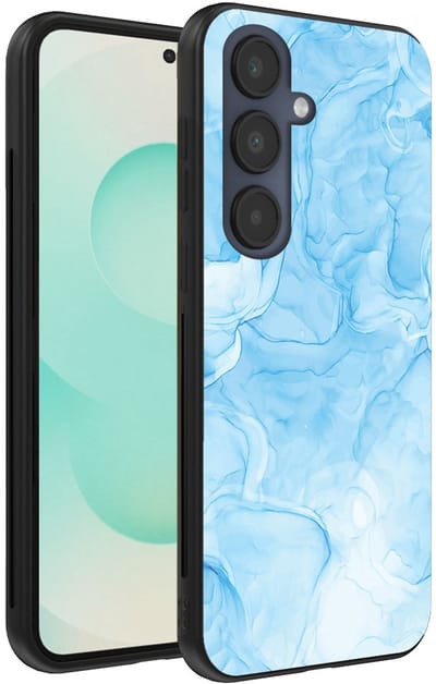 Smartphonica Telefoonhoesje Geschikt voor Samsung Galaxy S25 Plus met marmer opdruk - TPU backcover case marble design - Lichtblauw geschikt voor Samsung Galaxy S25 Plus