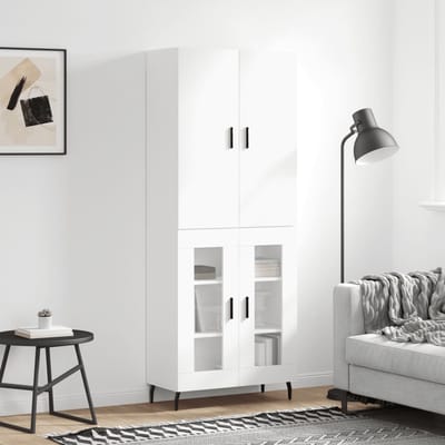 vidaXL - Hoge - kast - 69,5x34x180 - cm - bewerkt - hout - wit