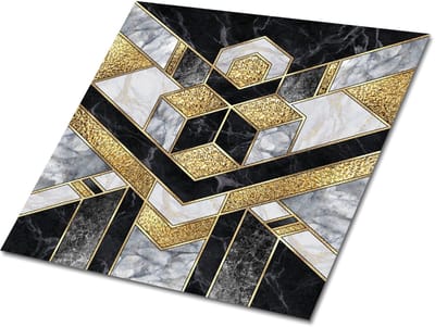 Tulup PVC Tegels - Geometrische Illusie Vinyl Tegels - 30 cm x 30 cm - Veelkleurig Zelfklevende PVC Tegels - Verpakking van 9 stuks - Zelfklevende Vinyl Tegels - Marmer Plaktegels - Vinyl Vloer Tegels - Plaktegels keuken en Badkamer