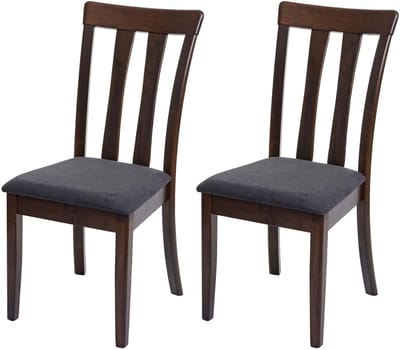 Set van 2 eetkamerstoelen MCW-G46, keukenstoel, stof/textiel, massief hout ~ donker frame, donkergrijs