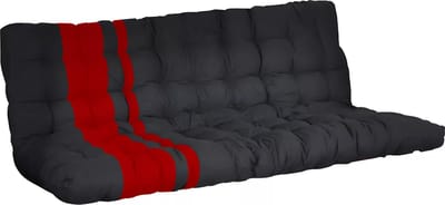 Vente-unique Futon 135x 190cm voor slaapbank dikte 10cm - Zwart en Rood - MODULO L 190 cm x H 10 cm x D 135 cm