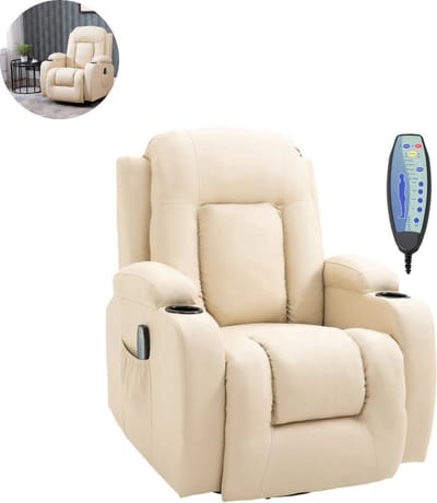 Massagestoel - Relaxfauteuil - Zetel - 1 persoons - Met armleuning - Zeer comfortabel - Elektrisch - Crème