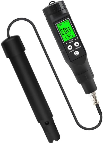 Zuurstofmeter Waterkwaliteit - Water Tester Aquaria - Waterkwaliteit Meten - Slimme Draadloze Connectiviteit - 15 cm Sonde - Zwart