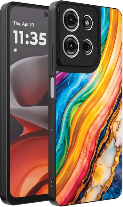 Smartphonica Telefoonhoesje Geschikt voor Motorola Moto G15 met Regenboog Goud Marmer Opdruk - TPU Backcover Case Rainbow Gold Marble Design geschikt voor Motorola Moto G15