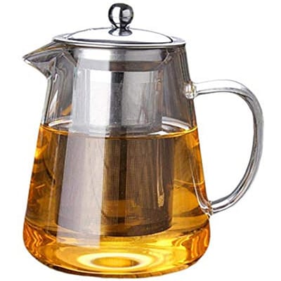 Glazen Theepot met Verwijderbaar Roestvrijstalen Filter Theezetter Bloeiende en Losse Blad Theepotten gray