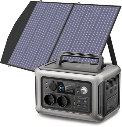 Aggregaat - Stroomgenerator - Noodstroom - Krachtig - 100W Zonnepaneel Opvouwbaar - Noodpakket - Noodstroom - Draagbaar Powerstation - 299 Wh - 600W - 1200W Piek