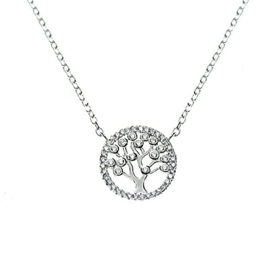 Juwelier Zwartevalk - Zilveren (gerhodineerd) ketting met levensboom - 25.228