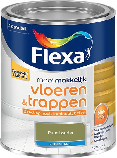 Flexa - Mooi Makkelijk Vloeren & Trappen Zijdeglans - Puur Laurier - Mengverf - 750 Ml