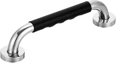 Douchehandgreep - Badkamer handgreep - Veiligheid in badkamer - Antislip siliconen grip - 51 cm - Zilver en zwart