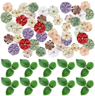 Cosensi- Kunstbloemen 50 stuks - Zijden Bloemen - Bladeren 10 stuks - Veelkleurig - Lichtgewicht - Geschikt voor Decoratie - Nep Bloemen