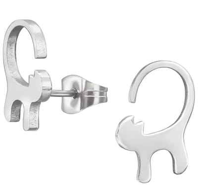 CS Joy - Kat poes oorbellen - Chirurgisch staal - 7 x 11 mm