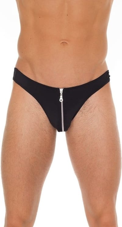 Amorable - Mannen String Met Rits - Zwart - One Size - Sexy Mannen Ondergoed - Erotisch
