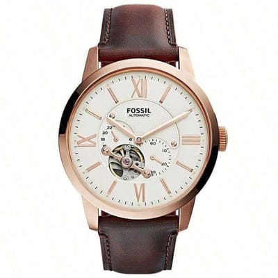Montre mécanique automatique avec bracelet en cuir véritable, cadran blanc de 45 mm et résistance ME3105. blanc