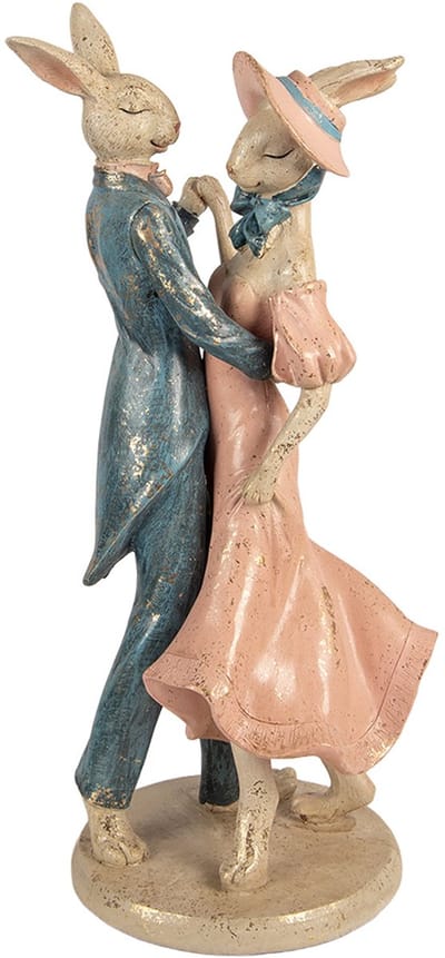 Clayre & Eef Decoratie Beeld Konijn 20x18x47 cm Beige Kunststof