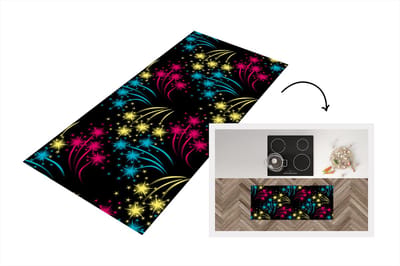 Keukenloper - Loper keuken - Vuurwerk - Patroon - Oud en Nieuw - 120x50 cm - Keukenloper vinyl