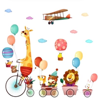 Kinderkamer Wanddecoratie - Schattige Dieren Muurstickers voor Huis en Slaapkamer - Zelfklevend Cartoon Vinyl Sticker Wallpapers