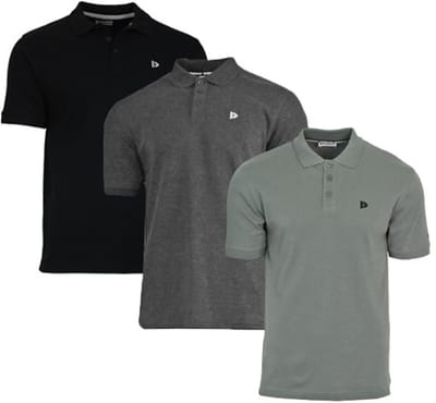 3-Pack Donnay - Polo (Noah) - Sportpolo - Heren - Black/Charcoal/Jungle green (645) - maat M