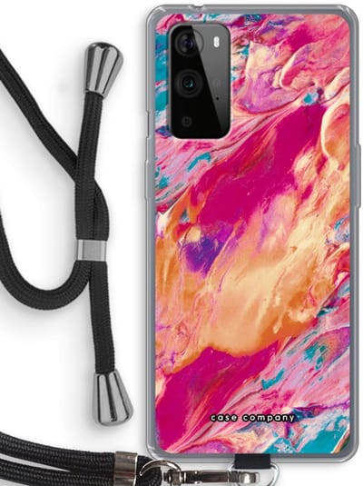 Case Company® - Hoesje met koord geschikt voor OnePlus 9 Pro hoesje met Koord - Pastel Echoes - Telefoonhoesje met Zwart Koord - Bescherming aan alle Kanten en Over de Schermrand