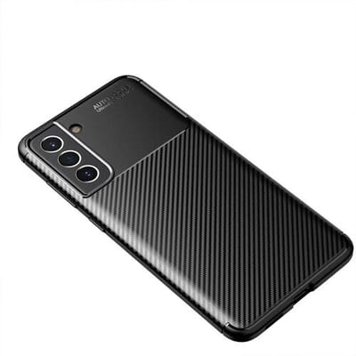 ShieldCase Hoesje geschikt voor Samsung Galaxy S21 FE carbon hoesje - Zwart - Stijlvolle Beschermcase - Schokbestendige Carbon Cover - Val- en Krasbestendige Case - Flexibele en Sterke Cover