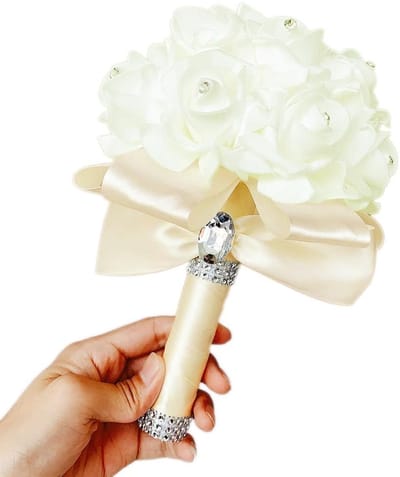 Allecto - Bruidsboeket - Kunstzijden bloemen - Elegant en duurzaam - Crème - Bruidsmeisjes - Perfect voor elke bruiloft - Mooi en stijlvol