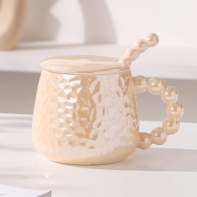 Licht Luxe Stijl Kop Keramiek met Deksel Lepel Huishouden Koppel Mok Meisjes Waterbeker Design Gevoel Thuis Koffiekop 401-500ml