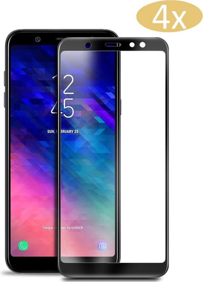 Screenprotector geschikt voor Samsung A6 2018 - Full Screen Protector Glas - 4 Stuks