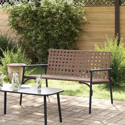 Tuinstoel - Buitenbank - Buiten Ontspannen - Gepoeedercoat frame - 110 cm - Bruin