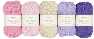 Micha Yarns - 5 bollen haakkatoen pakket - 100% katoen haakgaren - 5 x 50gram - Cotton Candy - Love (006)