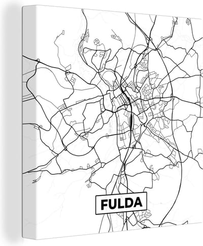 Canvas Schilderij Stadskaart - Plattegrond - Kaart - Fulda - 20x20 cm - Wanddecoratie
