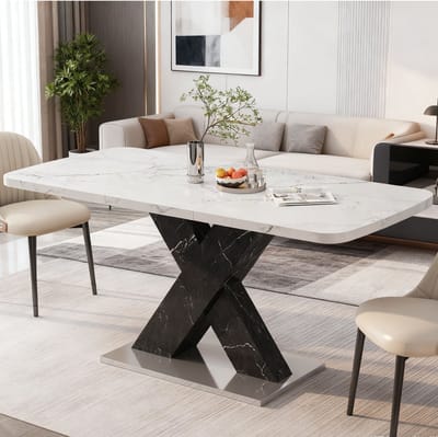 STILVORA Eettafel - Uitschuifbaar Rechthoekig Ontwerp - Voor Eetkamer En Keuken - MDF En Staal - 120-160x80x76,5 Cm