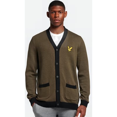 Lyle & Scott Block Marl Cardigan Olive Marl/jet Black Größe: XS | Cardigans Outlet | Herren | Grün
