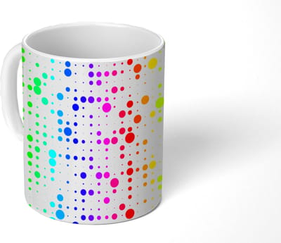 Mok - Koffiemok - Regenboog - Patronen - Confetti - Neon - Mokken - 350 ML - Beker - Koffiemokken - Theemok