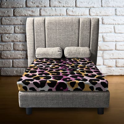 New Bed Miniatuur Huisdierbed met Gevoerde Hoofdkop en Orthopedisch Vulmateriaal van Hoogwaardige Traagschuim, Luipaardprint Exotisch Dier, Cadeau voor Huisdierouders, Draagbaar en Eenvoudig te Installeren 55 cm B x 70 cm L