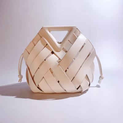 Omgekeerde Driehoek Handgeweven Uitgehold Leer Dames Tas, Schoudertas Crossbodytas