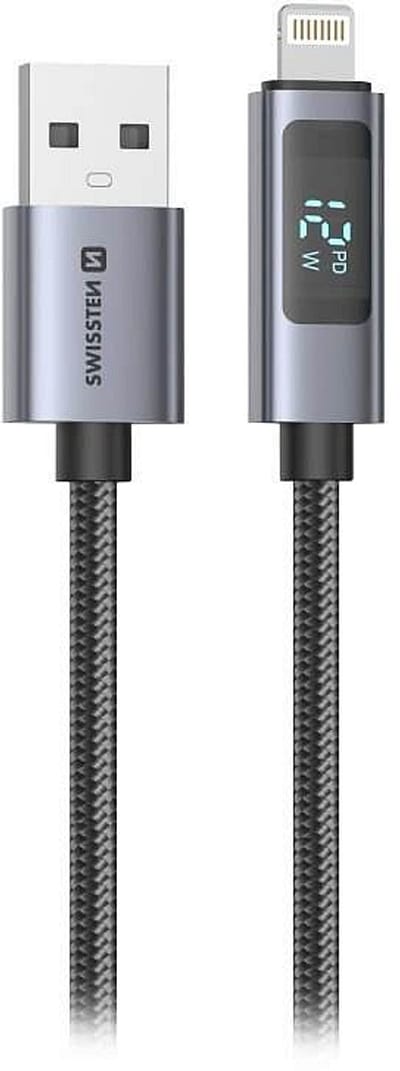 Swissten Lightning Cable To USB Cable With LCD - 71551071 - 1 Meter - Black