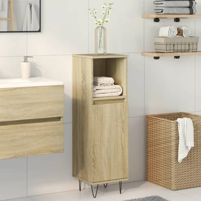vidaXL - Badkamerkast - 30x30x100 - cm - bewerkt - hout - sonoma - eikenkleurig