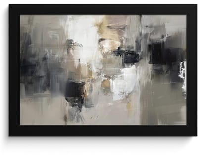 Poster in lijst - Fotolijst 30x20 cm - Posters - Kleurenpalet - Penseelstreken - Beige - Nevelig - Posterlijst zwart - Decoratie - Wanddecoratie woonkamer - Muurdecoratie slaapkamer
