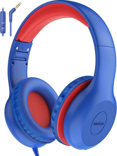 Kinderkoptelefoon met Kabel en Microfoon, Volumebeperking, 3,5 mm Jack, Opvouwbaar