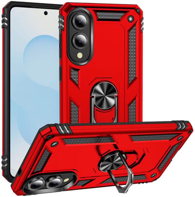 Coverup Hoesje - Geschikt voor Samsung Galaxy S25 Edge Hoesje - Coverup Armor Ring Kickstand Back Cover - Rood