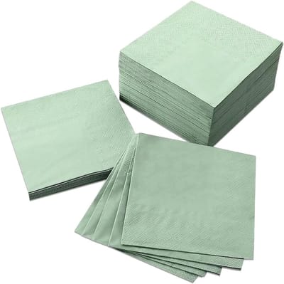 Servetten saliegroen 33x33 cm 100 stuks - Cocktailservetten voor tafeldecoratie bruiloft verjaardag jubileum
