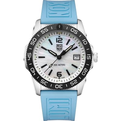 Luminox Pacific Diver Ripple Rubber Band Parelmoer Wijzerplaat Quartz Duikershorloge XS.3124M 200M Unisex parelmoer kleur