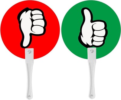 Stem Peddels - Duim Omhoog - Klas Interactie - Dubbelzijdig Plastic - 24 Stuks 6x10" - Rood Groen