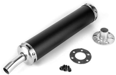 Store_8 - Uitlaatdemper - Roestvrij staal - Gloednieuw - Zwart - 2-takt motorfiets - Accessoires inbegrepen - 20 mm