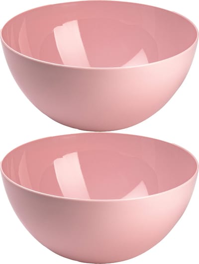 Plasticforte Serveerschaal/saladeschaal - 2x stuks - D23 x H10 cm - kunststof - roze - 3000 ml